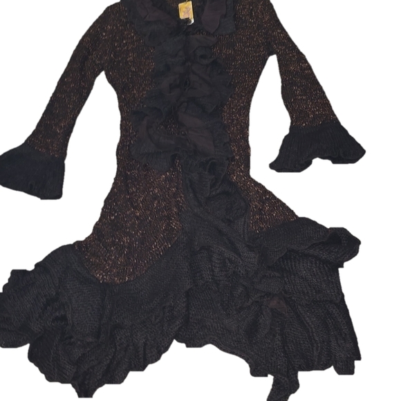 NWT Pretty Angel Brown And Lace Hobo Maxi  Cardigan With Bell Sleeves - Picture 6 of 7